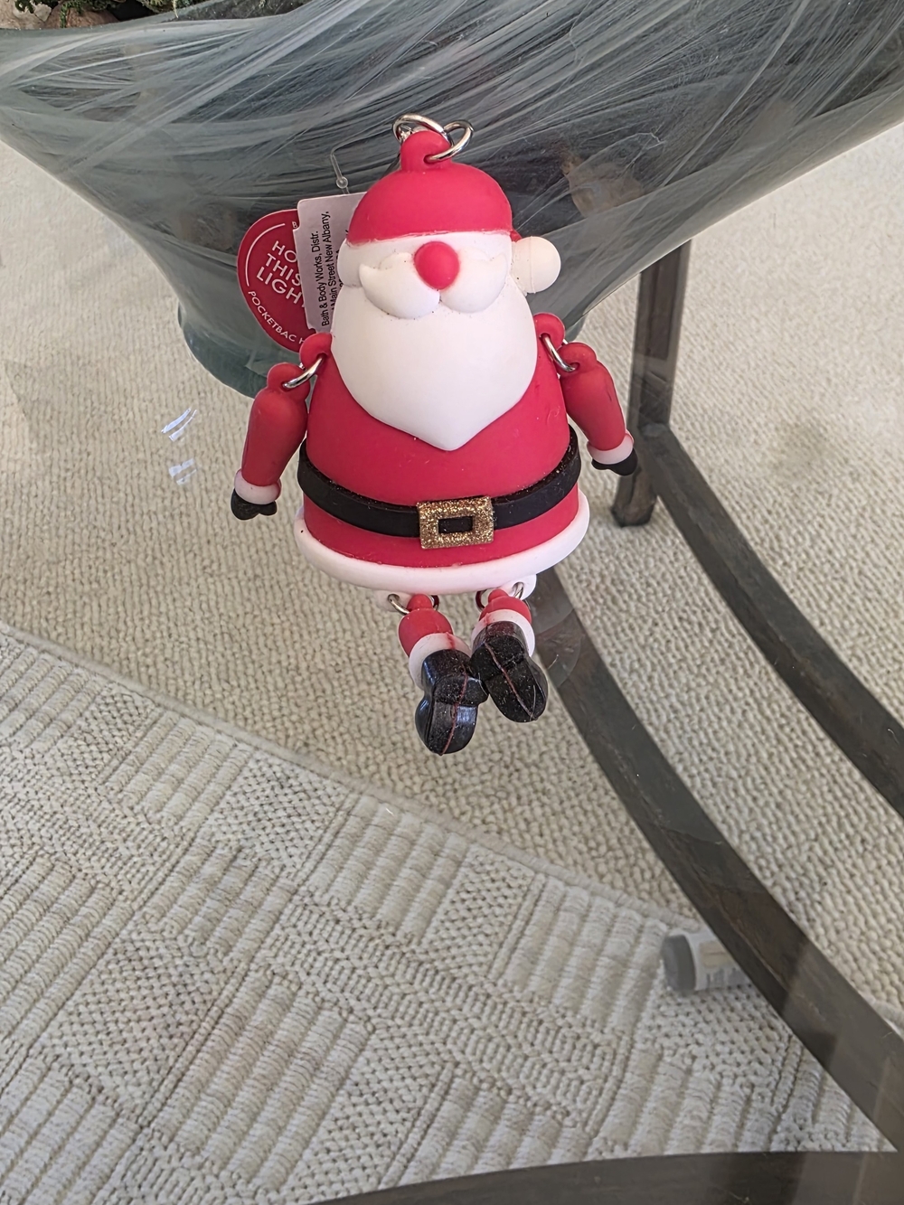 New BATH & BODY WORKS  Dangle Legs Santa Keychain Pocket *Bac Holder No Light